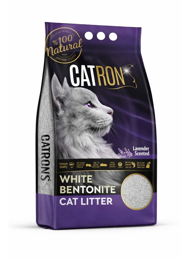 Catron Lavender Scented Premium Cat Litter – Turkish White Bentonite, Fast Clumping, 99% Dust Free, Superior Odor Control, 5L - Image 1